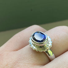 Load image into Gallery viewer, Dark Blue Sapphire Ring (P / 8)
