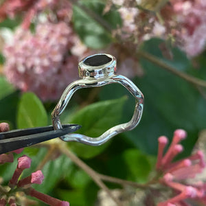 Wavy Bottle Green Tourmaline Ring (O)